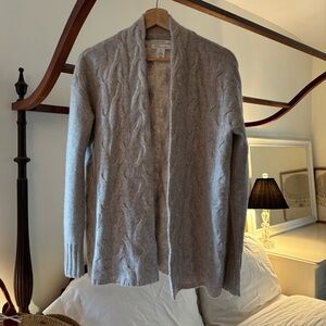 Nordstrom Oatmeal Tan Beige Cashmere Open Cable Knit Cardigan